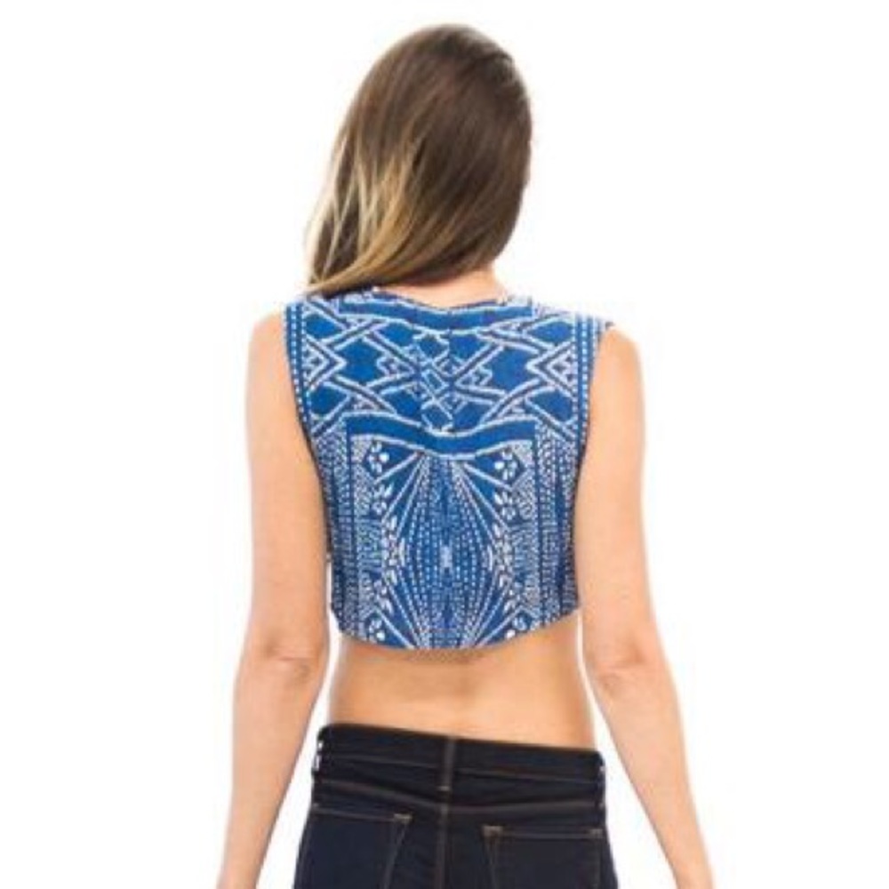 Tysa Birkin top in Aegean Sea crop top front tie